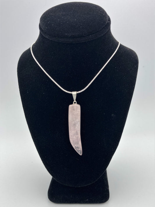 Rose Quartz Pendant with Sterling Silver Chain