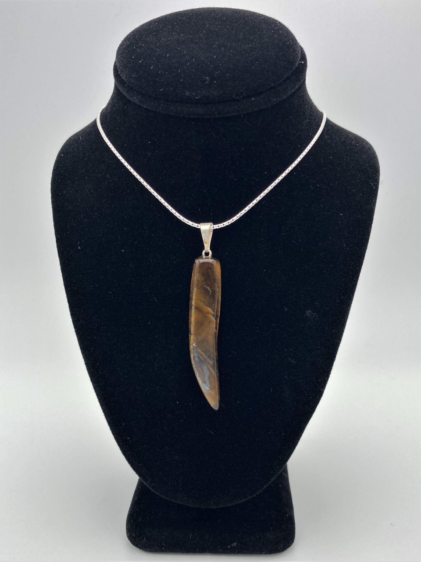 Tigers Eye Pendant with Sterling Silver Chain