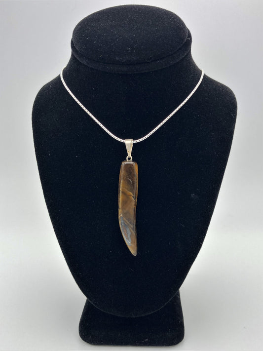 Tigers Eye Pendant with Sterling Silver Chain