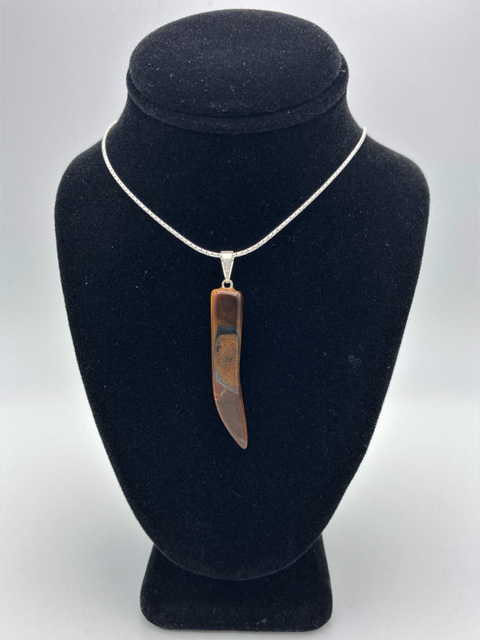 Tigers Eye Pendant with Sterling Silver Chain