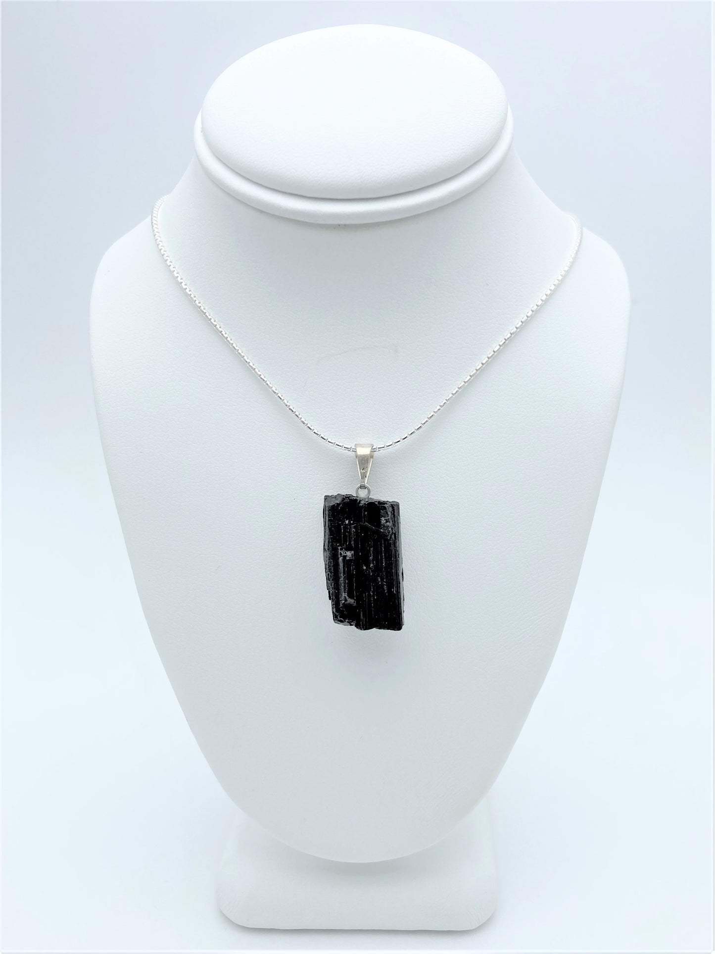 Black Tourmaline and Sterling Silver Necklace