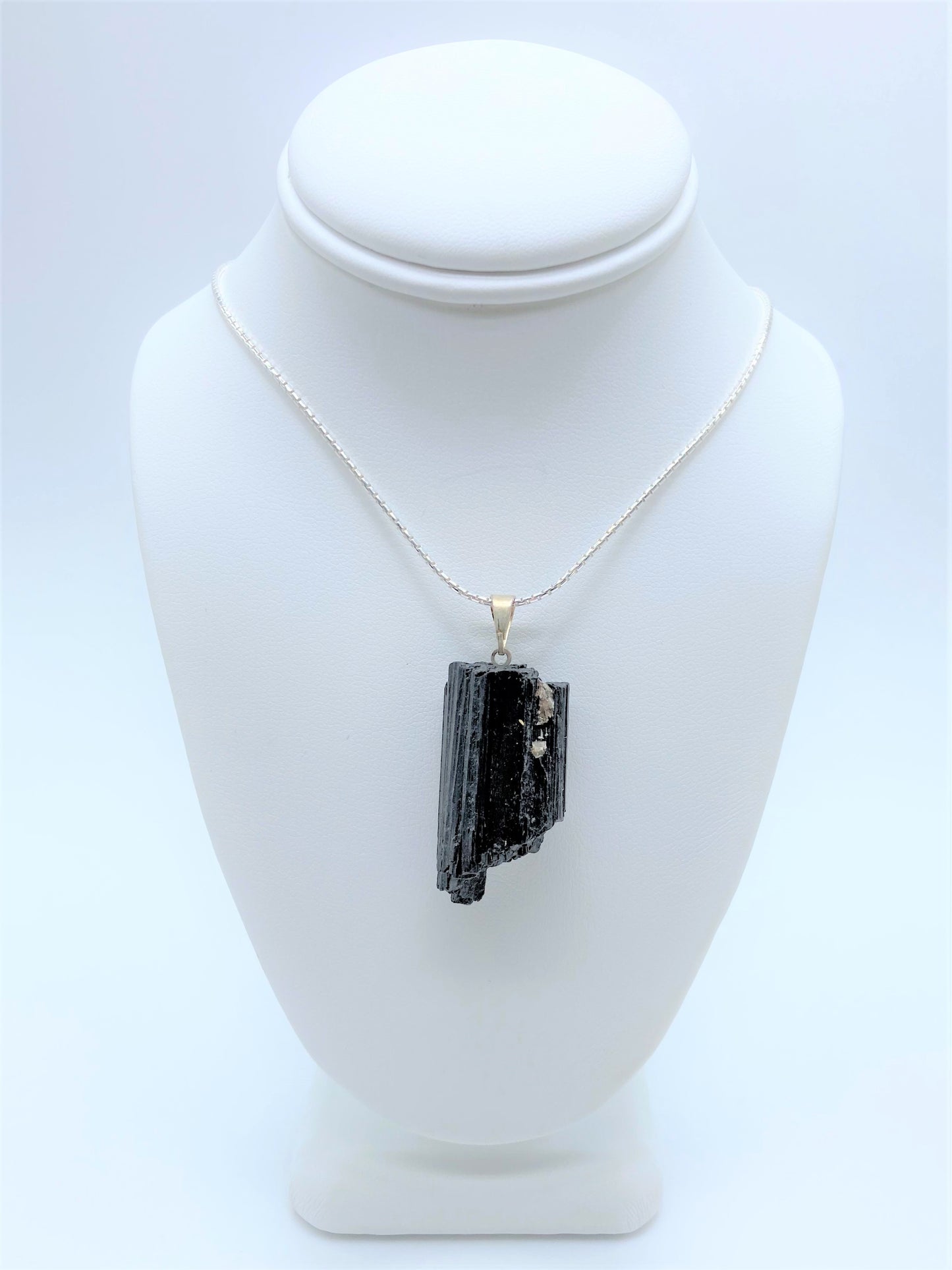 Black Tourmaline and Sterling Silver Necklace