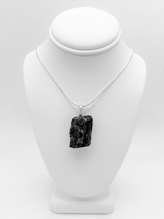 Black Tourmaline and Sterling Silver Necklace