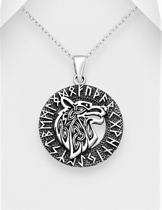 Norse Wolf Necklace - Sterling Silver